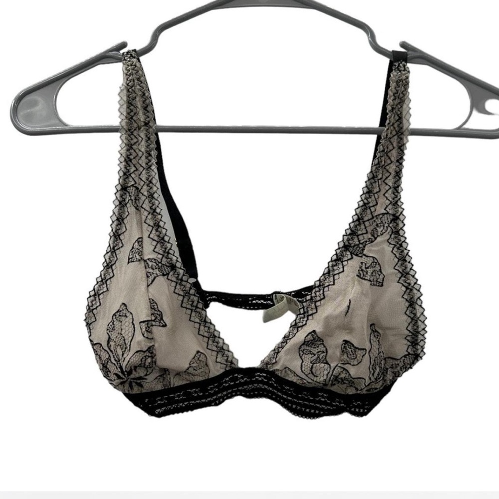 Intimately Free People Alia Cream & Black Floral Bralette‎